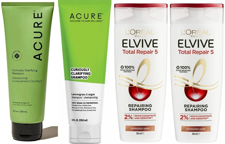 BUNDLE: 2 x L'Oreal Paris Total Repair 5 Shampoo 300ml + ACURE Clarifying L