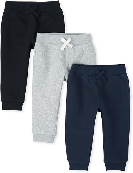3 Pack xTHE CHILDREN'S PLACE Baby Boys Active Fleece Jogger Sweatpants, Siz