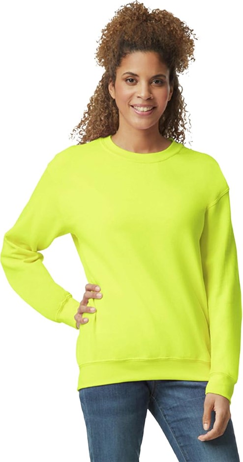 GILDAN Men's Fleece Crewneck Sweatshirt, Medium, Safety Green, G18000. Buy