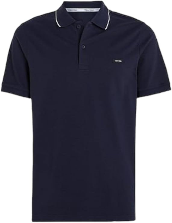 CALVIN KLEIN Men's Slim Cotton Pique Polo Shirt, Medium, Night Sky, K10K112