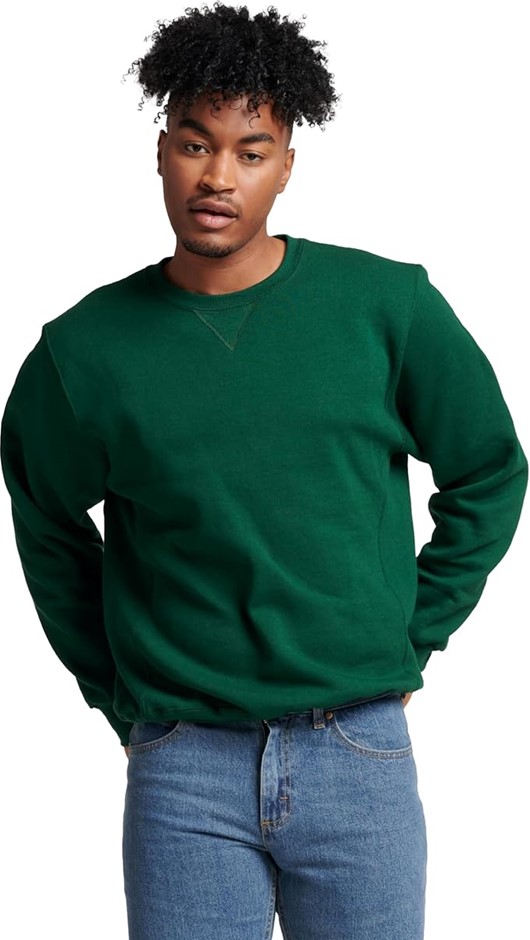 RUSSELL ATHLETIC Men's Dri-Power Fleece Sweatshirt, Size XL, Dark Green, 69