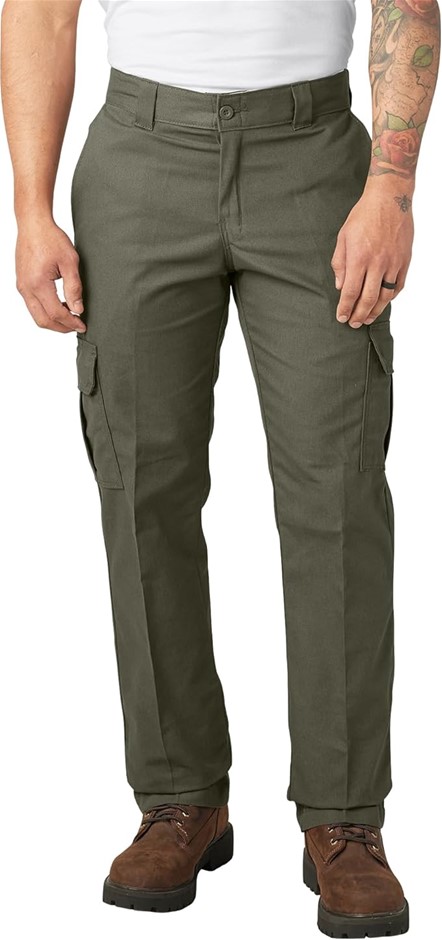 DICKIES Men's Regular Straight Flex Twill Cargo Pant, Moss, 30W x 30L, WP59