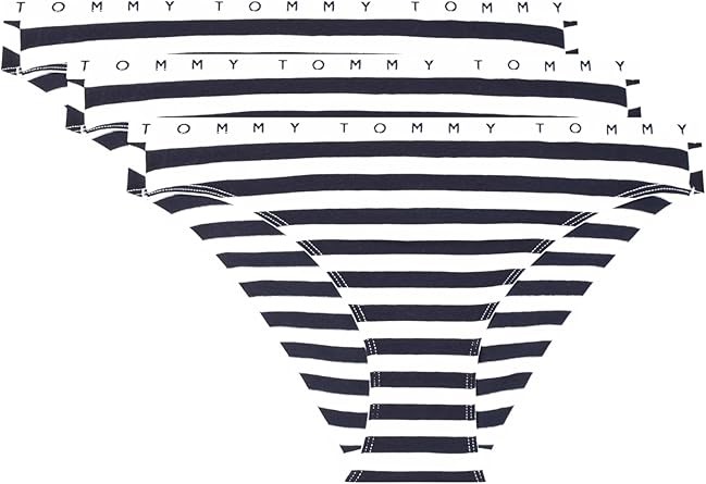3 Pack x TOMMY HILFIGER Women's Cotton Bikini Underwear Panty, Small, Strip