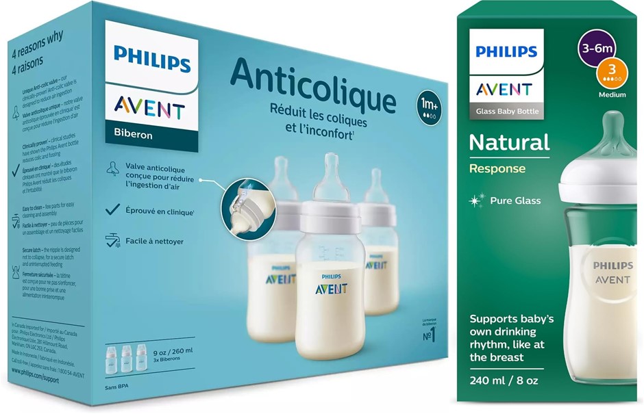 2 x Philips Avent Baby Bottle Bundle: Natural Response Glass Baby Bottle 24