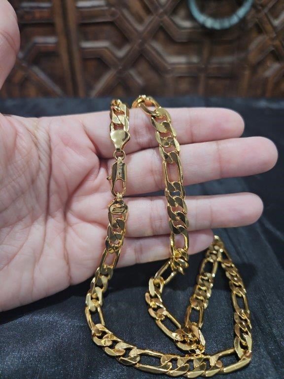 18k Italy Stamped Yellow Gold Filled Figaro Chain-Quality Guarantee-50cm-8m