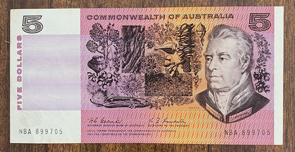 Complete set of rare Coombs / Randal signature banknote