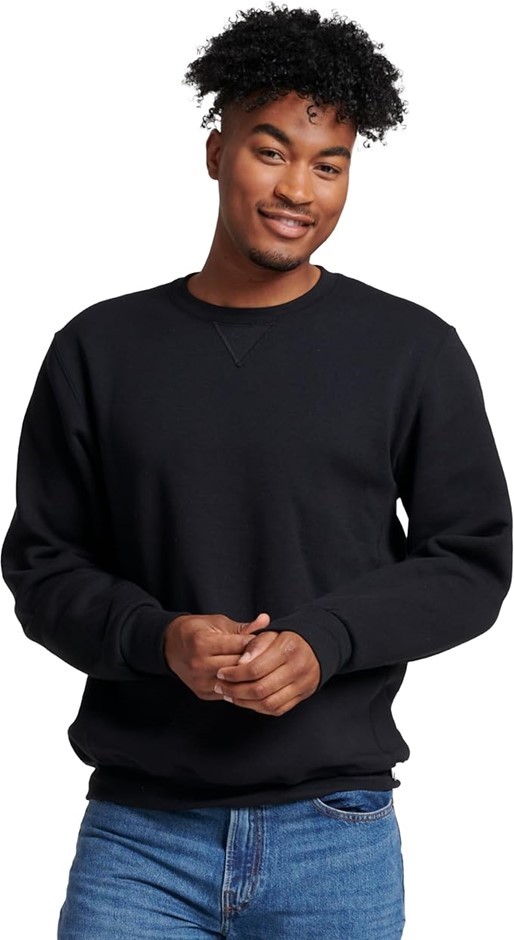 RUSSELL ATHLETIC Men's Dri-Power Fleece Sweatshirt, Large, Black, 698HBM1.