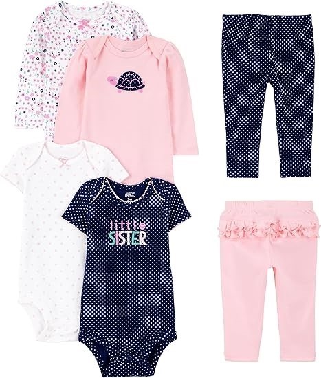 6pcs x SIMPLE JOYS BY CARTER'S Baby Short and Long Sleeve Bodysuits and Pan