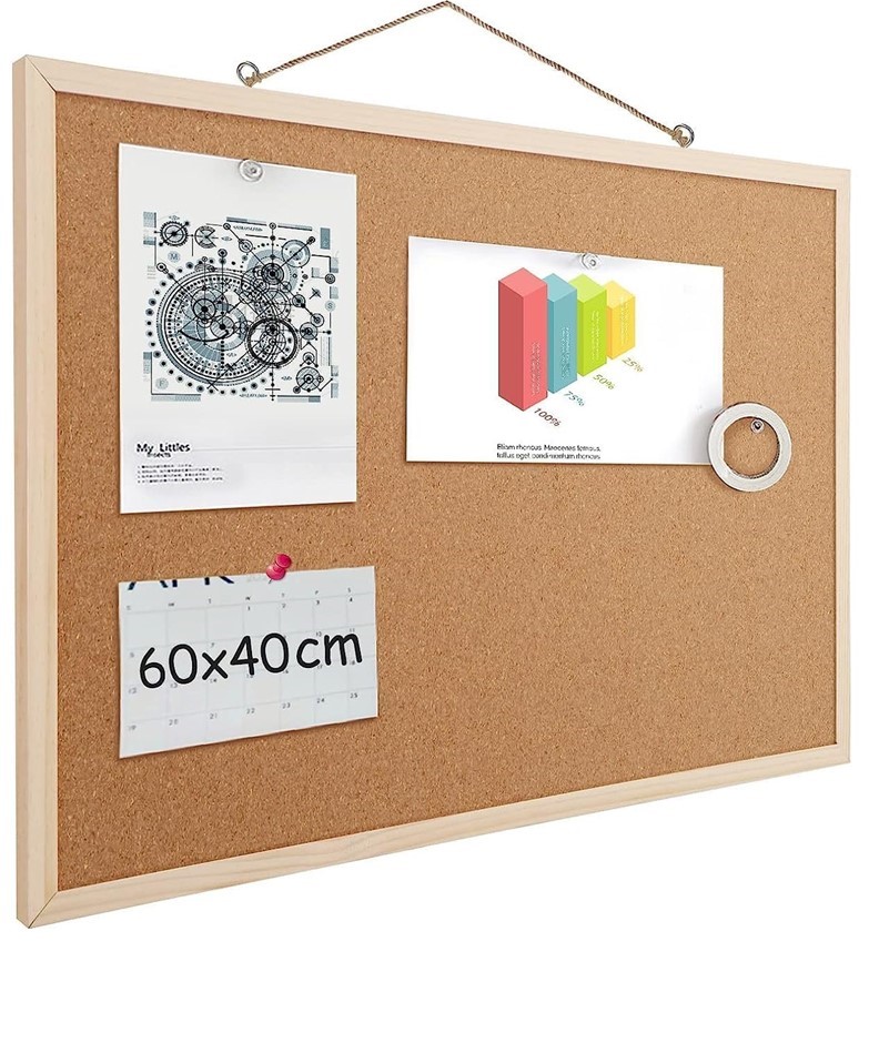 2 x EASYVIBE (60 x 40cm) Cork Boards for Walls with Frame, 1 Pack Small Woo