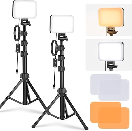 NEEWER Basics LED Video Light, 2 Pack Studio Panel Key Lighting Kit with Tr
