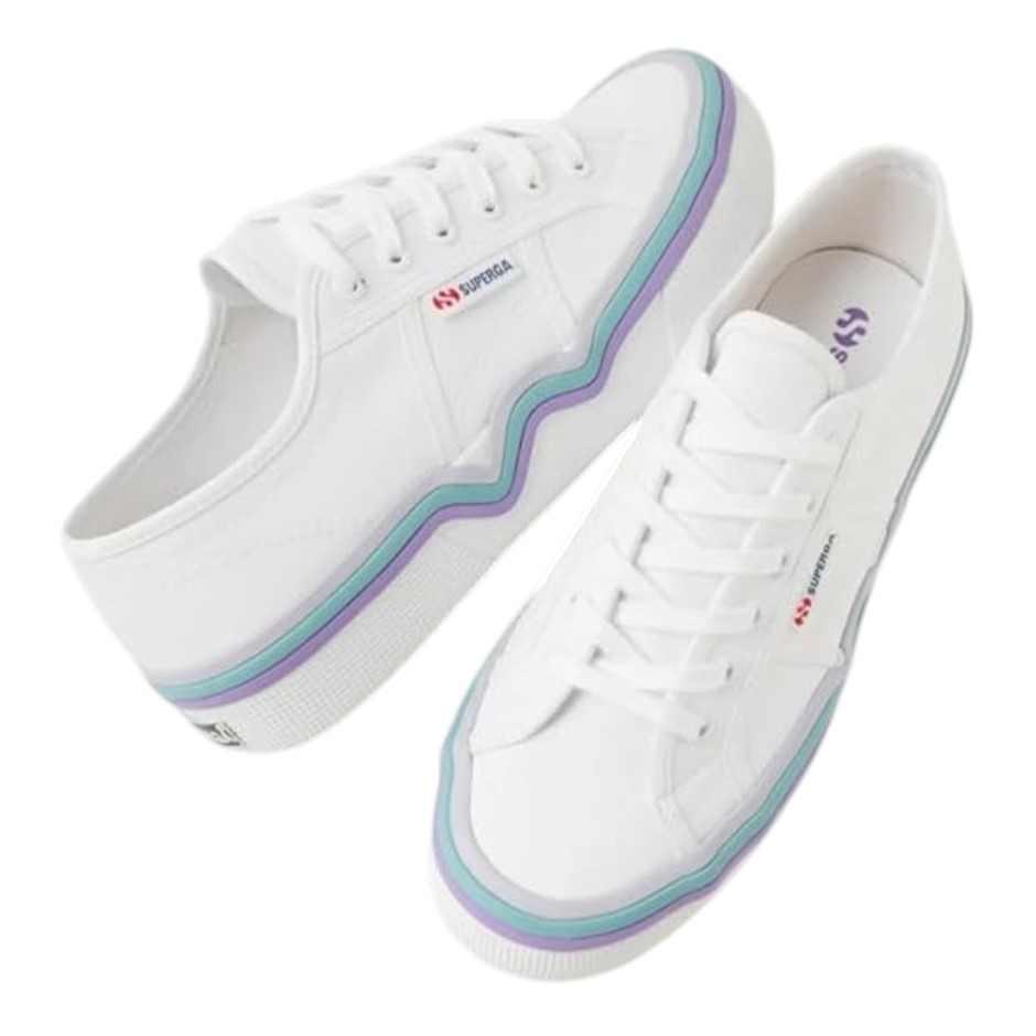 SUPERGA Women's 2740 Platform Sneaker, Liquify Stripes Nylon, EU39/US8, Whi