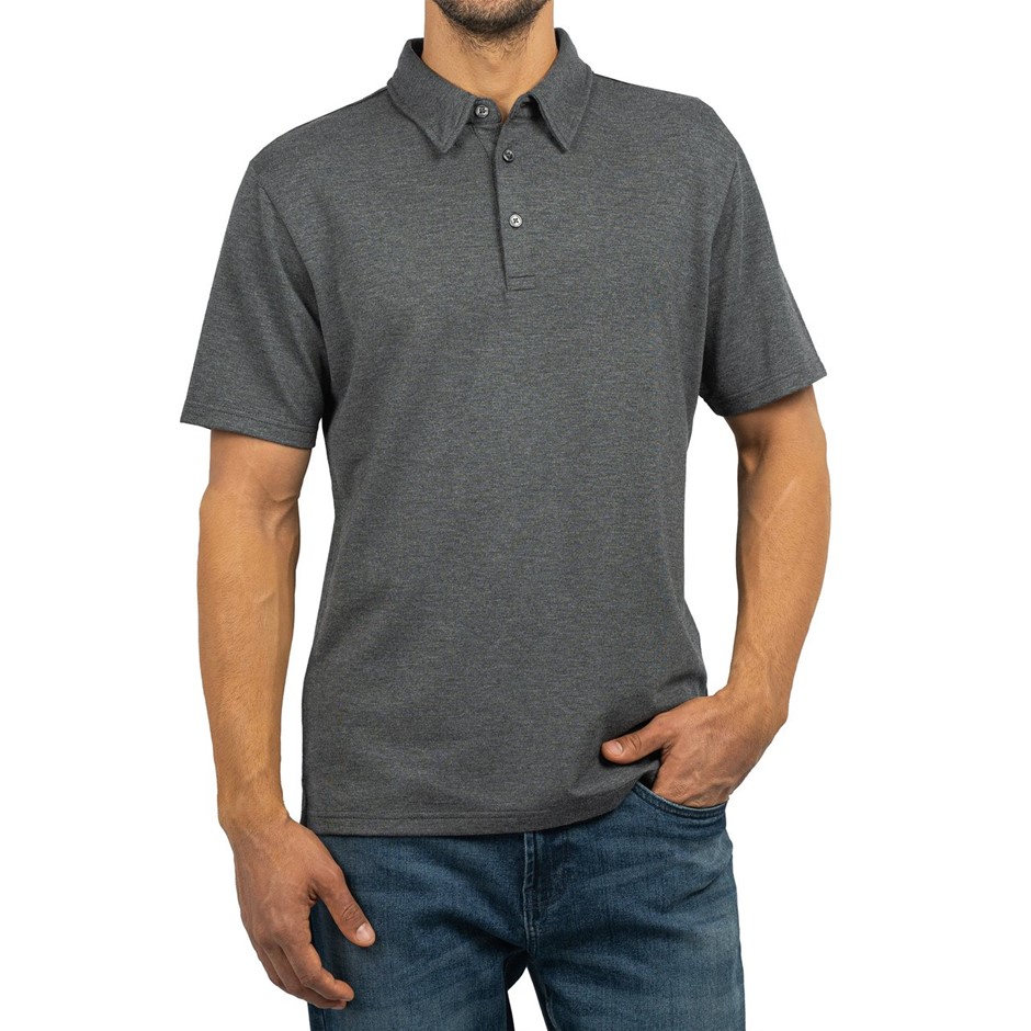 JACHS Men's Soft Polo, Size M, 49% Modal, Grey Heather. Buyers Note - Disc