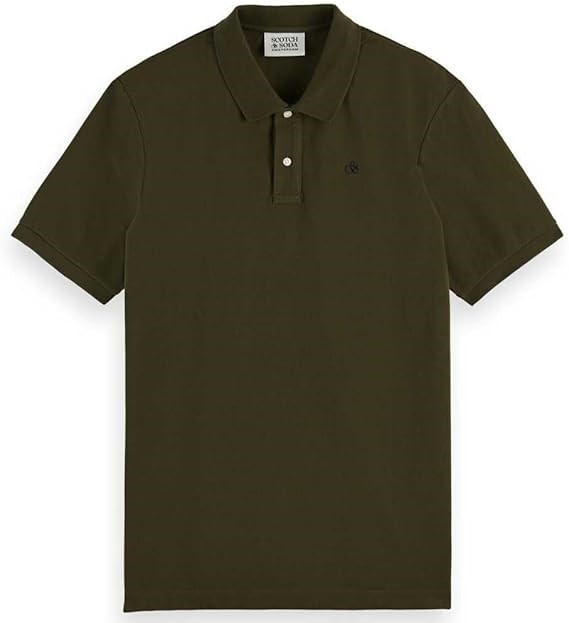 SCOTCH & SODA Men's Organic Cotton Classic Polo Shirt, Size S, Military, 16