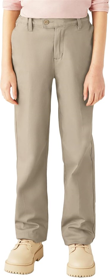 DICKIES Girl's Stretch Slim Straight Pant, Size 12, Desert Sand, KP5519. B