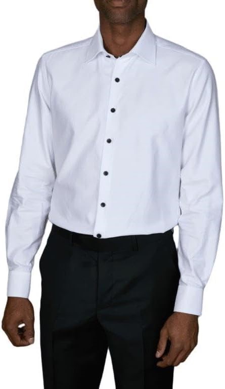 ABELARD Men's Buttone Nero Evening Slim Fit Shirt, Size 43, White, A1412328