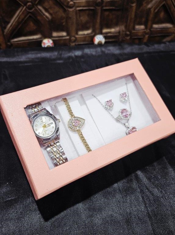 6-Piece Jewellery Set.Watch,Bracelet, Ring & Necklace, Earrings(Gift Box