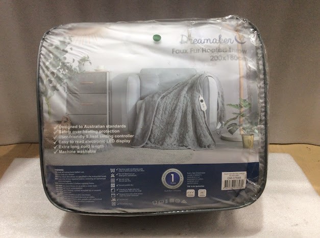 Dreamaker DM-07848 Faux Fur Heated Throw Electric Blanket (200x180cm)