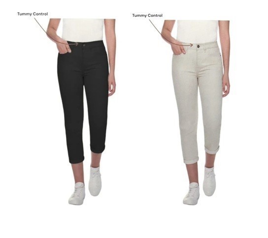 PARASUCO Women's Mid Rise Capri Bundle: 1 x Size 6, 68% Cotton, Black & 1 x