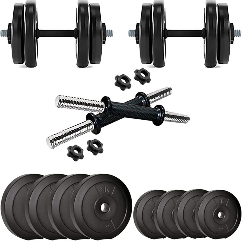 Dumbell Set, Comprising: 4x 2.5kg & 4x 5kg weights, with 2x handles. NB: Pr