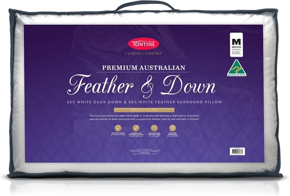 TONTINE 50/50 Australian Made Feather and Down Surround Pillow.