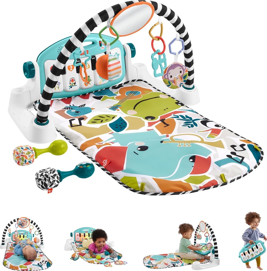 FISHER PRICE Baby Musical Toy Set Glow and Grow Kick & Play Piano Gym Blue