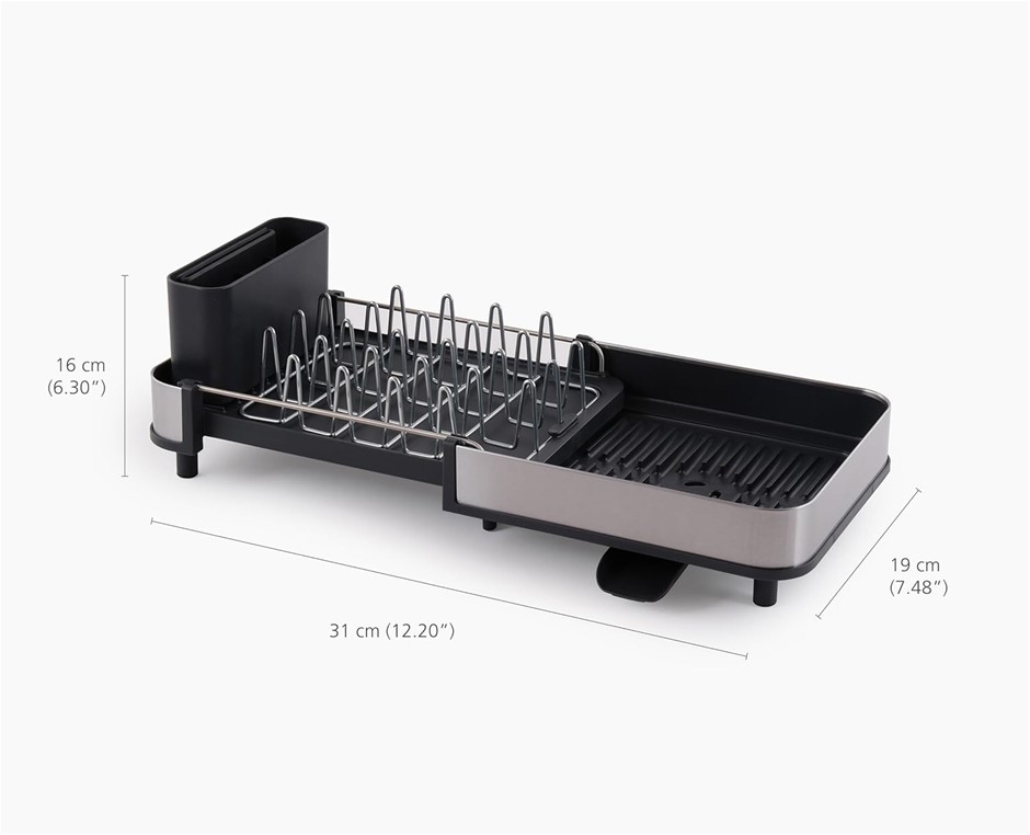 JOSEPH JOSEPH Extend Slim Steel Expandable Compact Dish Drainer Rack with R