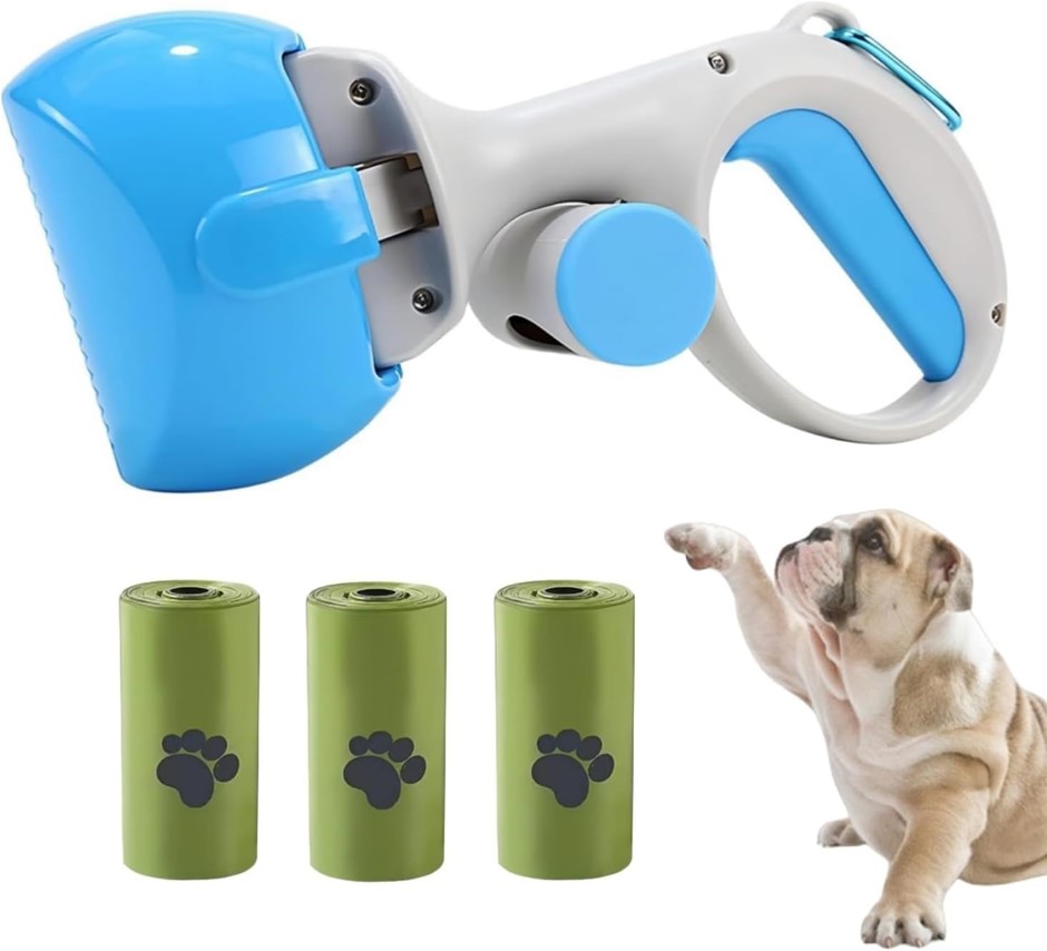 Dog and Cat Poop Scooper Outdoor Poop Picker with Poop Bag Dispenser, Pet O