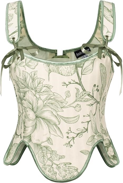 Scarlet Darkness Bustier Tops for Women Renaissance Floral Lace Up Bodyshap