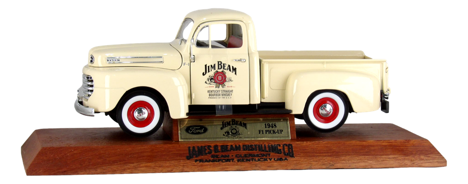 Jim Beam 1948 F1 Pick Up Collectable Truck on Wooden Stand
