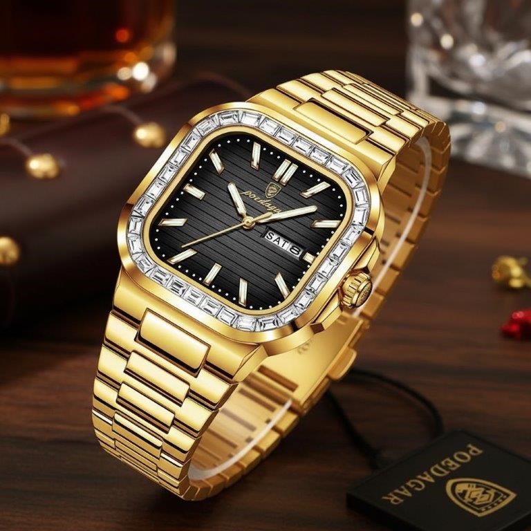 High Quality Simulated Diamond Men's Poedagar Watch-Include Box Original