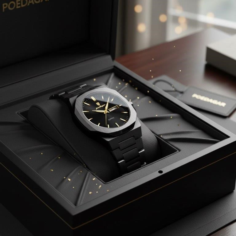 High Quality Simulated Diamond Men's Poedagar Watch-Include Box Original