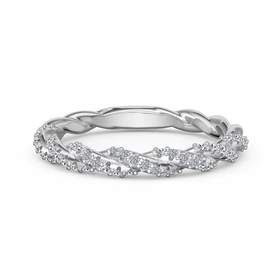 0.245ct GRA Certified Moissanite 925 Silver Swirl Band Ring - Size 6