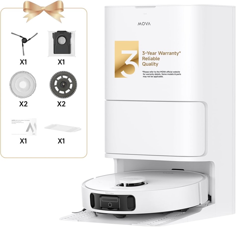 MOVA E40 Ultra Auto-Empty Robot Vacuum and Mop, White. NB: Used.