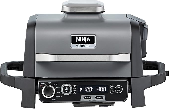 NINJA Woodfire 7-in-1 Electric BBQ Grill & Smoker, OG751ANZ, Cool Grey.