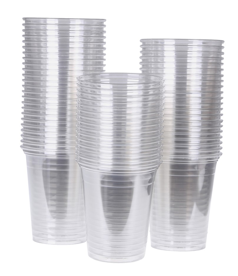 2 x Pack of 200pc SOLO Clear Plastic Cups. NB: Damaged packaging, approx. 2