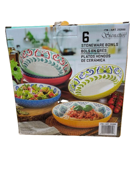 SIGNATURE 6pc Stoneware Bowls. NB: Not in original packaging.
