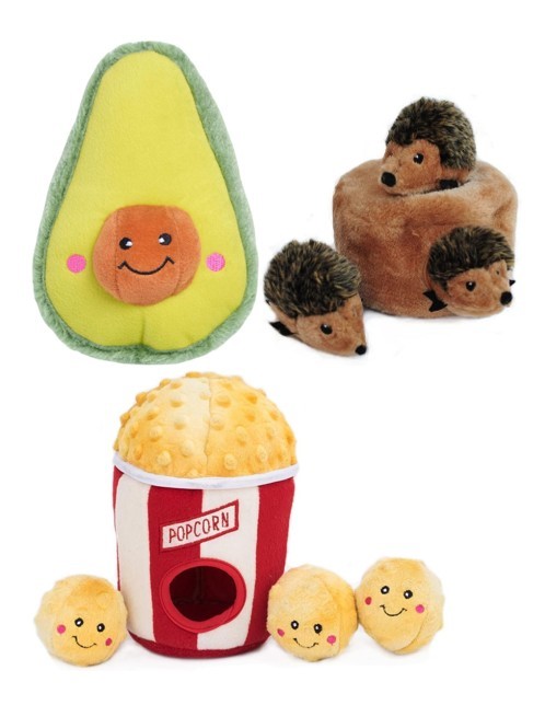 3 X ZIPPY PAWS ASSORTED; 1 X ZippyPaws NomNomz Avocado, 1 X ZippyPaws Zippy