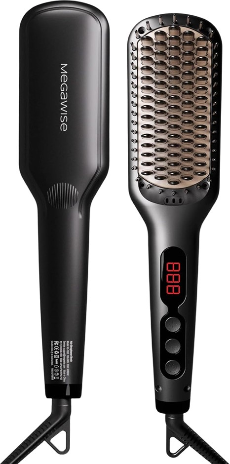 MEGAWISE Pro Ceramic Ionic Hair Straightener Brush for Home Salon.
