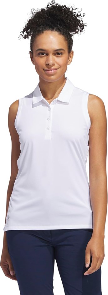 ADIDAS ULTIMATE365 Women's Solid Sleeveless Polo Shirt, Small, White, IP422