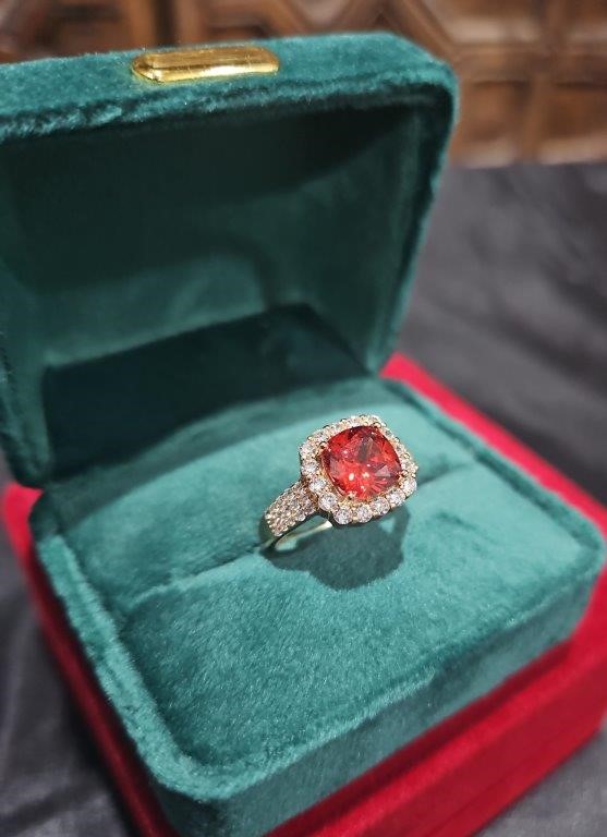 18K/Italy 2.5ct Ruby Princess Cut Yellow Gold Ring Warranty Quality-8US