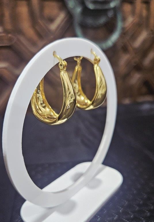 18K/Italy Yellow Gold Filled Earring -(stamped 18K/Italy)-Warranty Quality