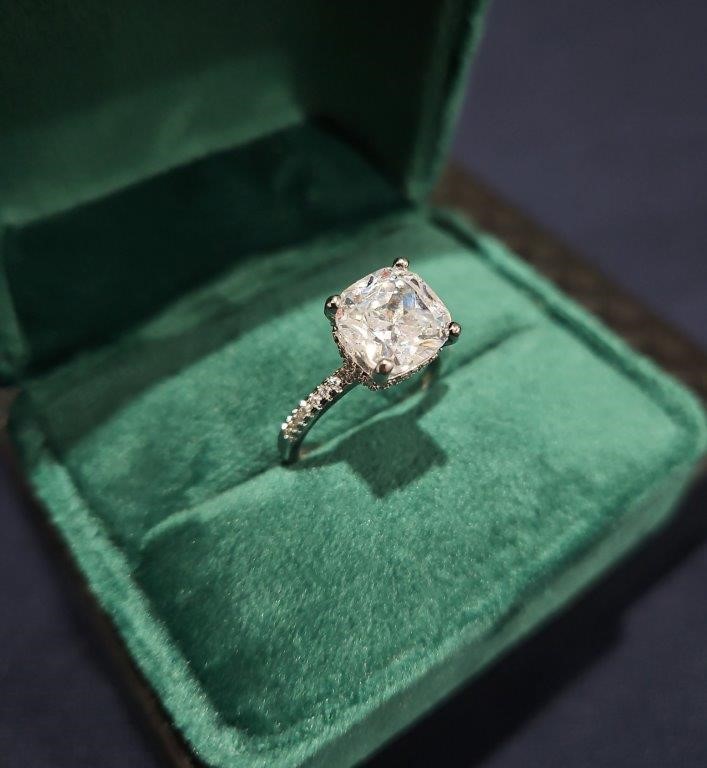 4.0ct 925 Sterling Silver Princess Brilliant Cut Simulated Diamonds Ring