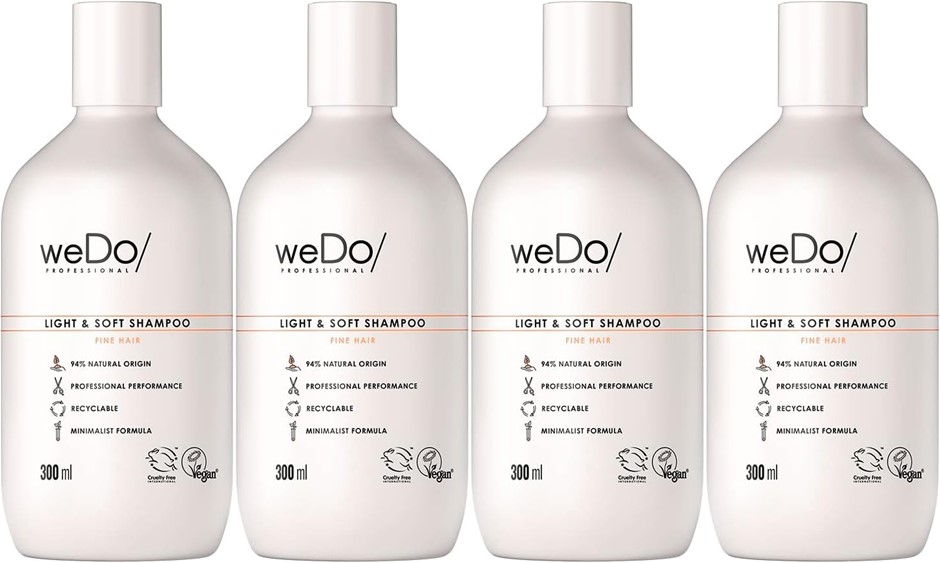 4 x WEDO Professional Light & Soft Low Foam, Sulphate Free Shampoo 300ml