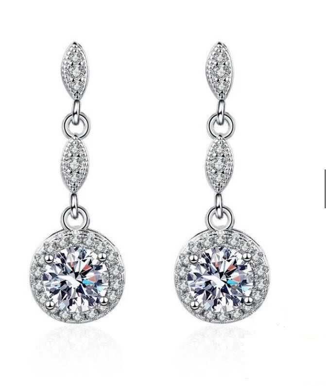 925 Sterling Silver white stones Earrings Simulated Diamonds