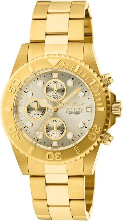 INVICTA Men's Pro Diver Stainless Steel Japanese Quartz Watch, 22mm, Gold I