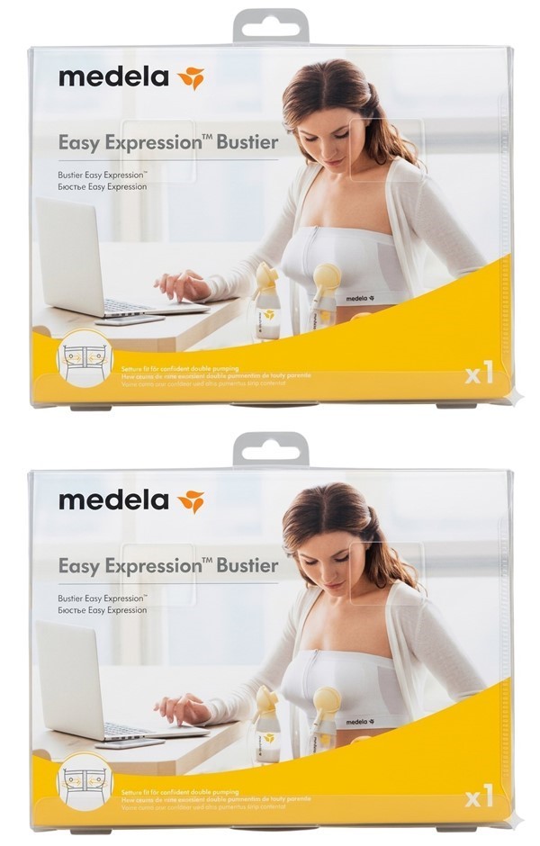 MEDELA Easy Expression Bustier, Hands-Free Pumping Bras, White: Sizes: Medi