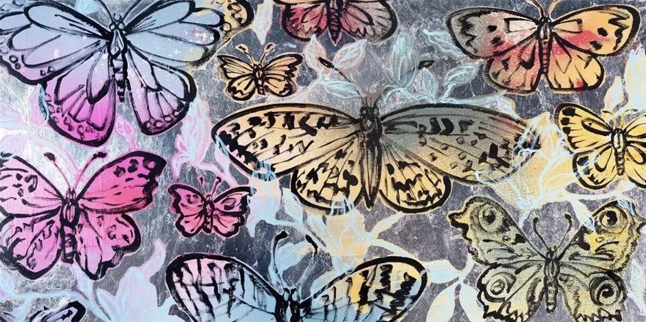 DAVID BROMLEY (1960 - ) - Butterflies 45cm x 90cm