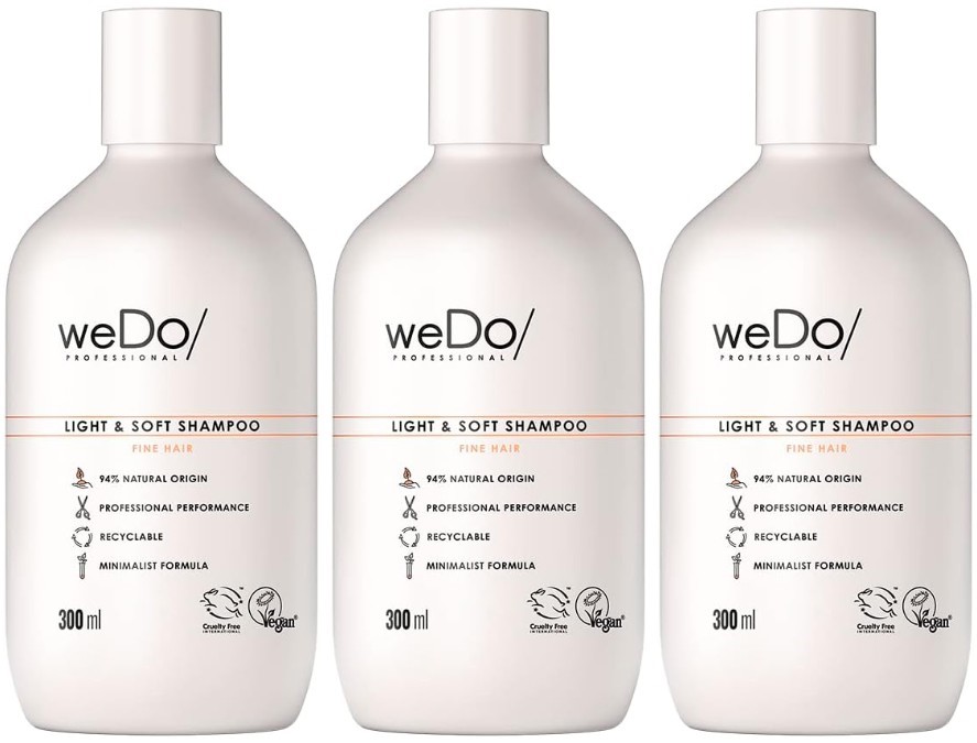 3x weDo Professional Light & Soft Low Foam, Sulphate Free Shampoo 300ml