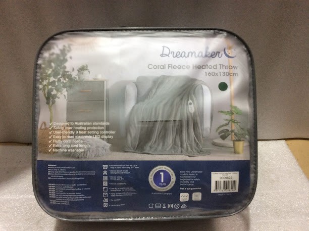Dreamaker 9009822 Coral Fleece Heated Throw Blanket (160x130cm)