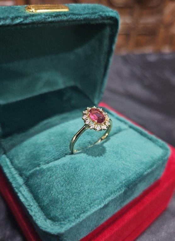 14K/Italy 1.5ct Ruby Oval cut Yellow Gold Filled Ring(stamped)-7US